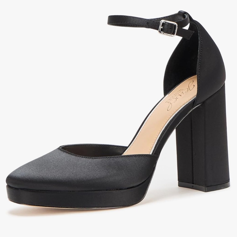 Jewel Badgley Mischka Black Satin Pump Size 11